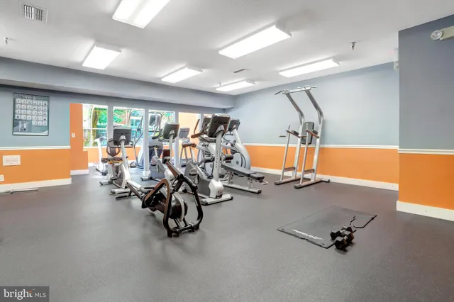 a view of a room with gym equipment