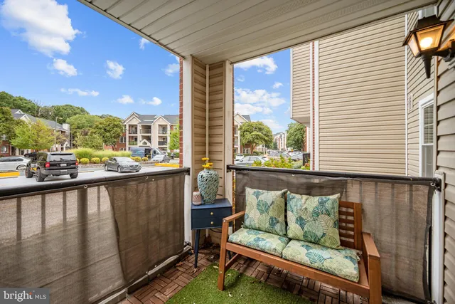 a building outdoor space with patio furniture