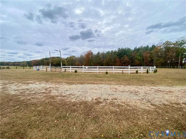 a view of a swimming pool and an outdoor space