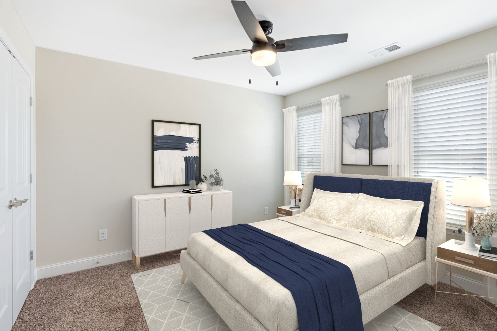 2034 Downstream Drive Ashland City, TN 37015 - Photo 9 of 23 a bedroom with a large bed and a chandelier fan