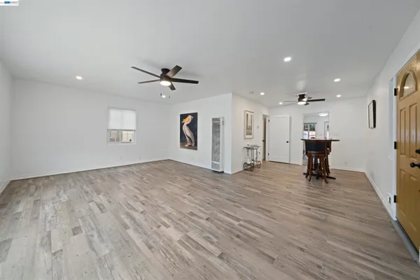 a workspace with wooden floor