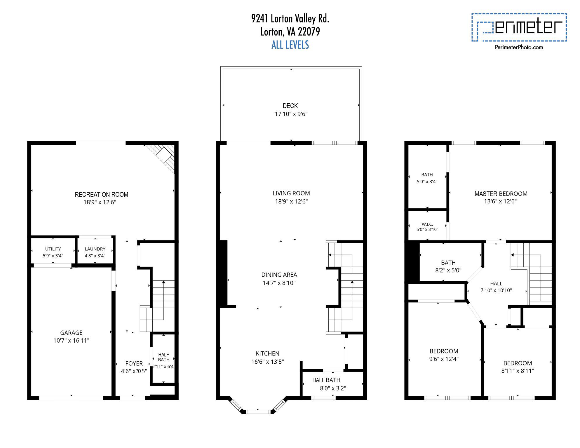 9241 Lorton Valley Road Lorton, VA 22079 - Photo 42 of 45 Townhome (All Levels) Floor Plan.