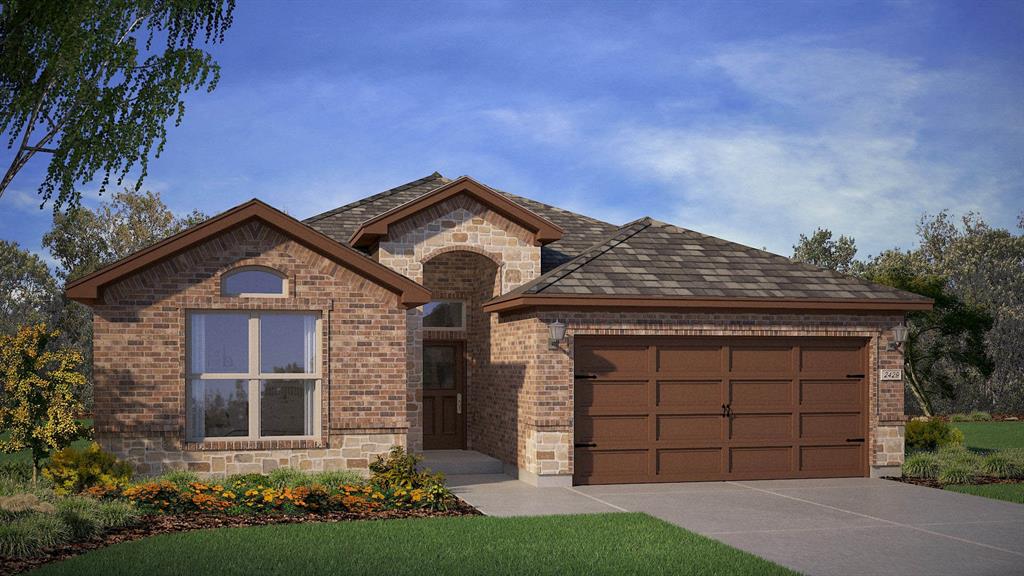 133 Ringtail Drive Rhome, TX 76078 - Photo 33 of 36 Front Elevation - D.R. Horton's Portales floor plan elevation D-All Home and community information, including pricing, included features, terms, availability and amenities, are subject to change at any time without notice or obligation. All Drawings, pictures, photographs, video, square footages, floor plans, elevations, features, colors and sizes are approximate for illustration purposes only and will vary from the homes as built.