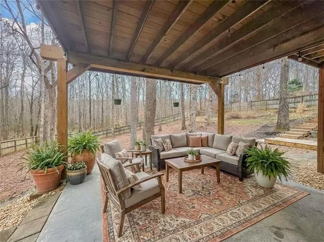 a backyard of a house with lots of green space