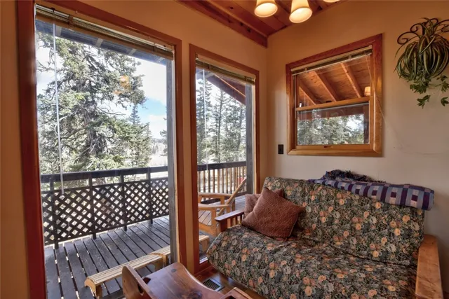 a living room with a large window