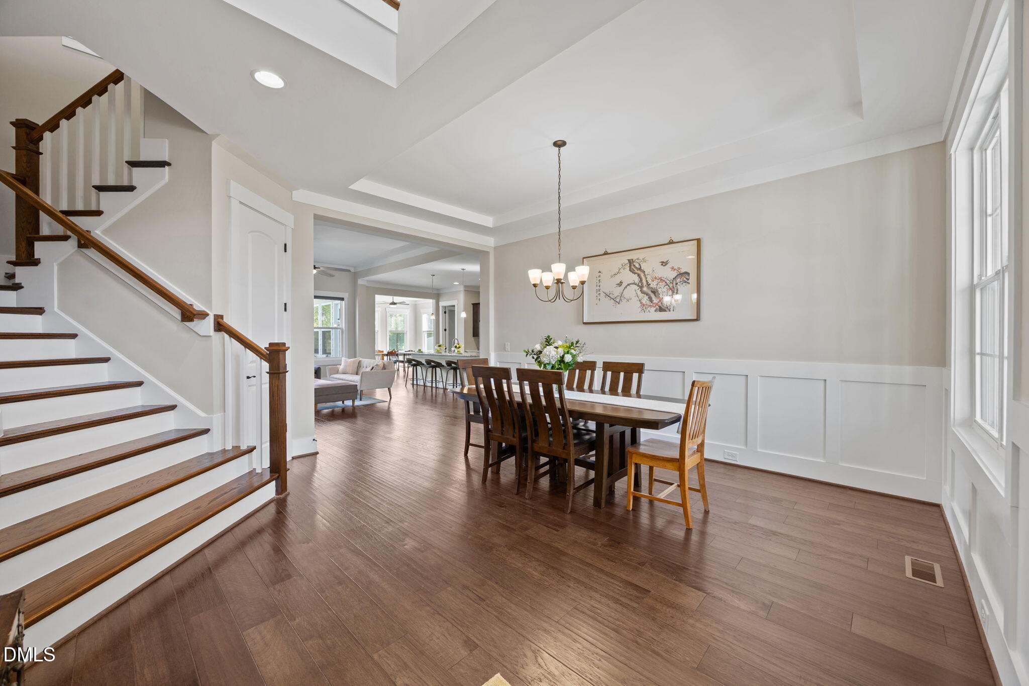 1324 Spicer Lane Rolesville, NC 27571 - Photo 26 of 59 a view of a dining room with furniture wooden floor and chandelier