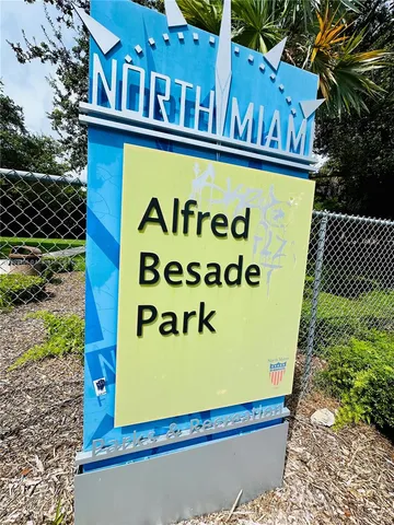 a park view with a slide and swing