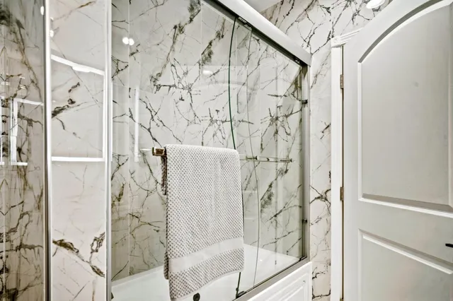 a bathroom with a shower