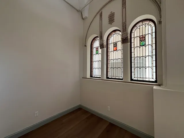 a view of a bathroom with a window
