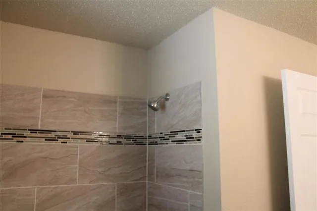 a bathroom with a bathtub