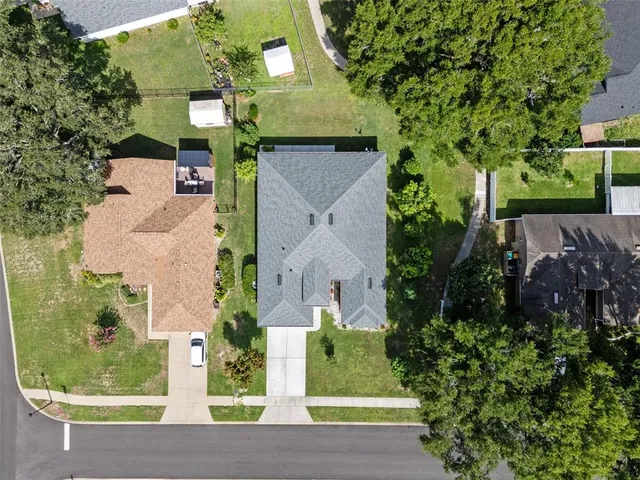 an aerial view of a house