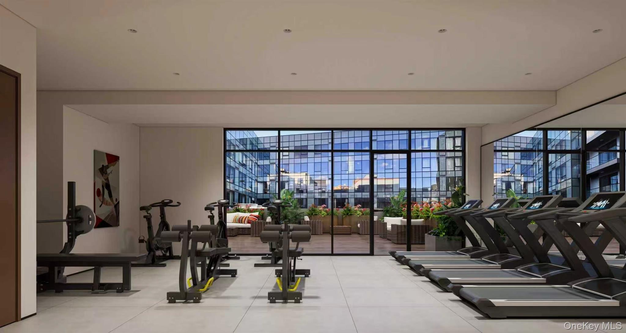 35-30 146th Street, Unit 307 Queens, NY 11354 - Photo 15 of 17 Gym with floor to ceiling windows