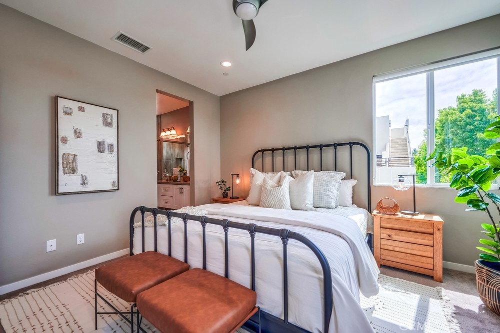 2125 Evans Way Costa Mesa, CA 92627 - Photo 23 of 41 a bedroom with a bed and a potted plant