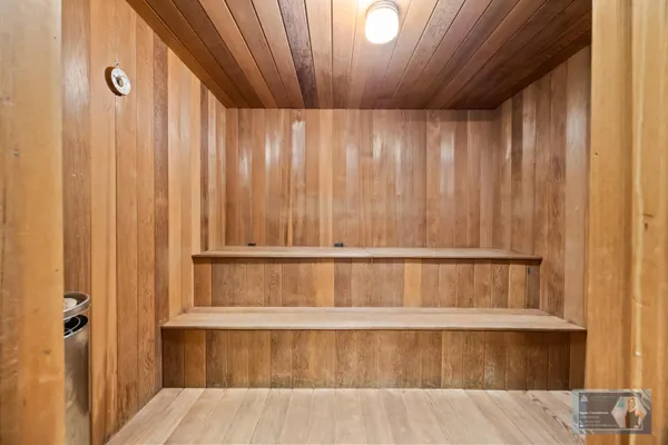 a view of wooden balcony