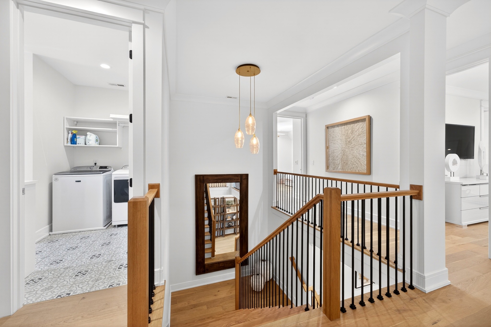 721 Newberry Road Nashville, TN 37205 - Photo 40 of 49 a view of a hallway with entryway wooden floor and front door