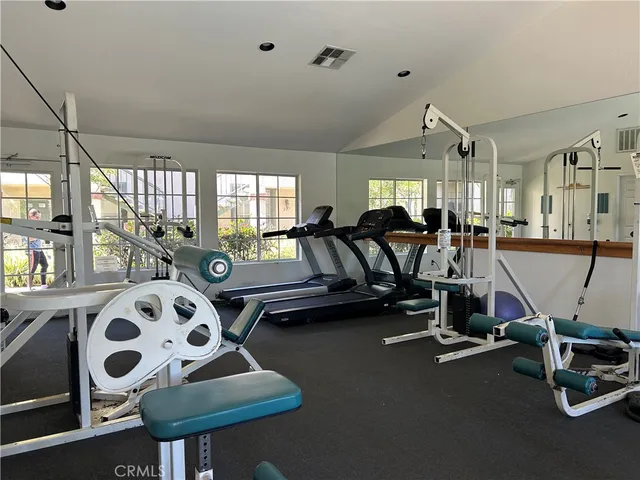 a view of a room with gym equipment