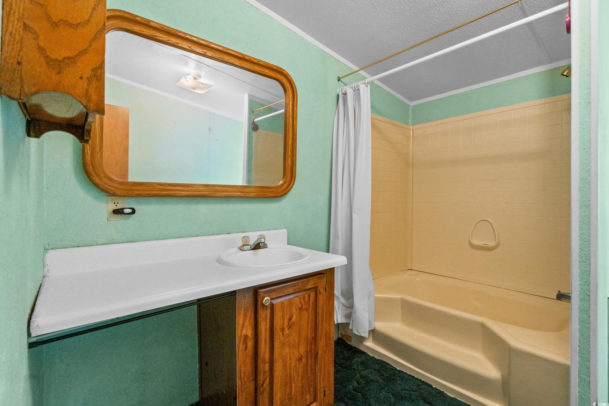 1731 Mineral Springs Road Conway, SC 29527 - Photo 30 of 38 Bathroom with vanity, ornamental molding, a textur