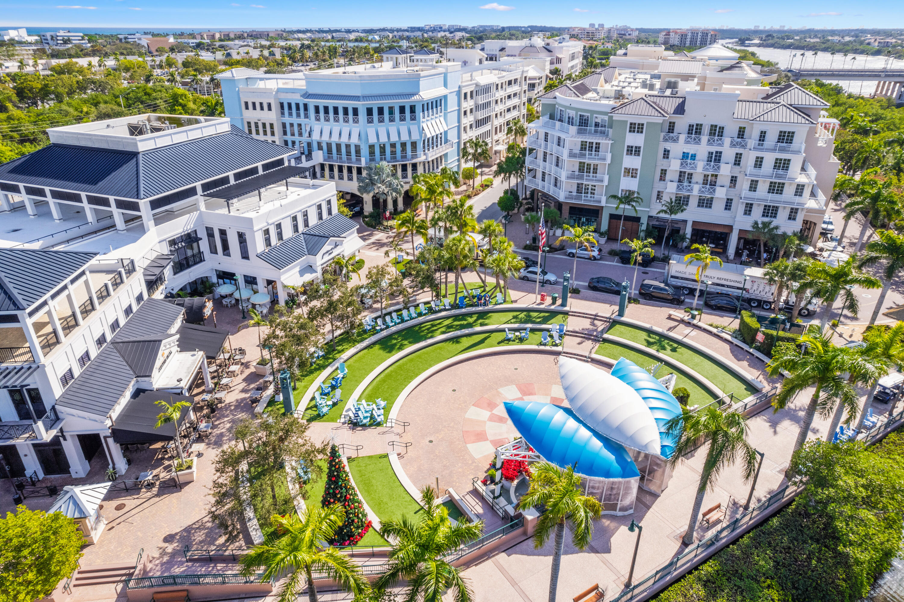 1 South Coastal Way, Unit 205 Jupiter, FL 33477 - Photo 46 of 67 an aerial view of a house with a swimming pool patio and outdoor seating