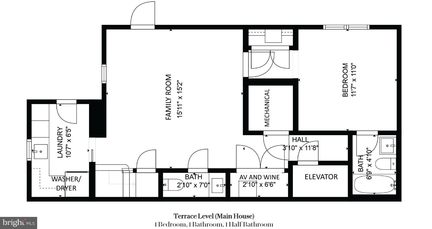 1329 R Street Northwest Washington, DC 20009 - Photo 44 of 45 Terrace Level Main House Floor Plan