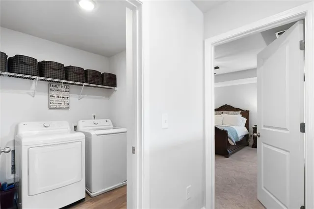 a utility room with dryer and washer