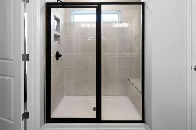 a view of a glass door