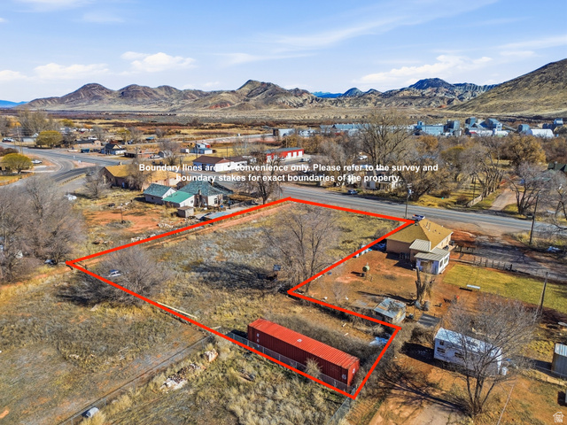 66 South State Street Sigurd, UT 84657 - Photo 5 of 13 Aerial view of property's location featuring mountains and property boundaries highlighted