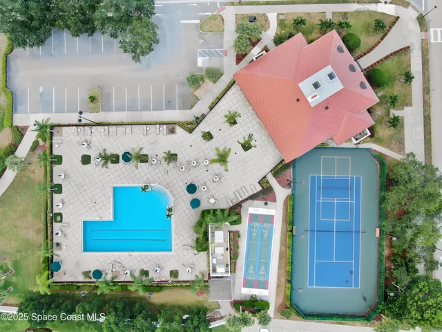 an aerial view of a house