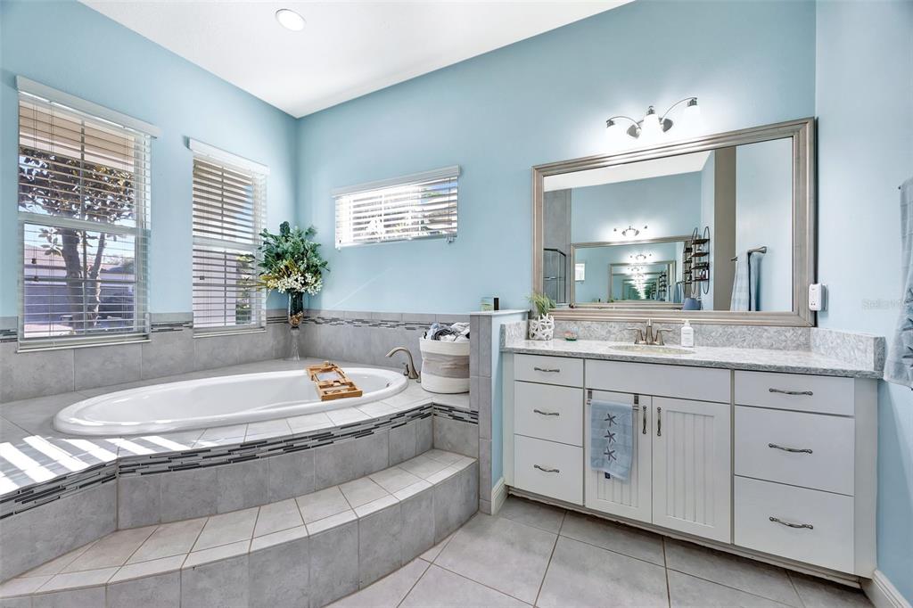 6324 Brevada Lane Apollo Beach, FL 33572 - Photo 28 of 45 a bathroom with a tub sink and mirror