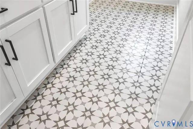 a bathroom with a shower curtain