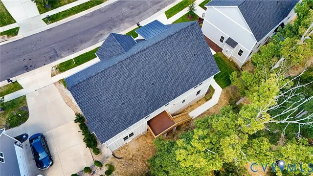 an aerial view of a house