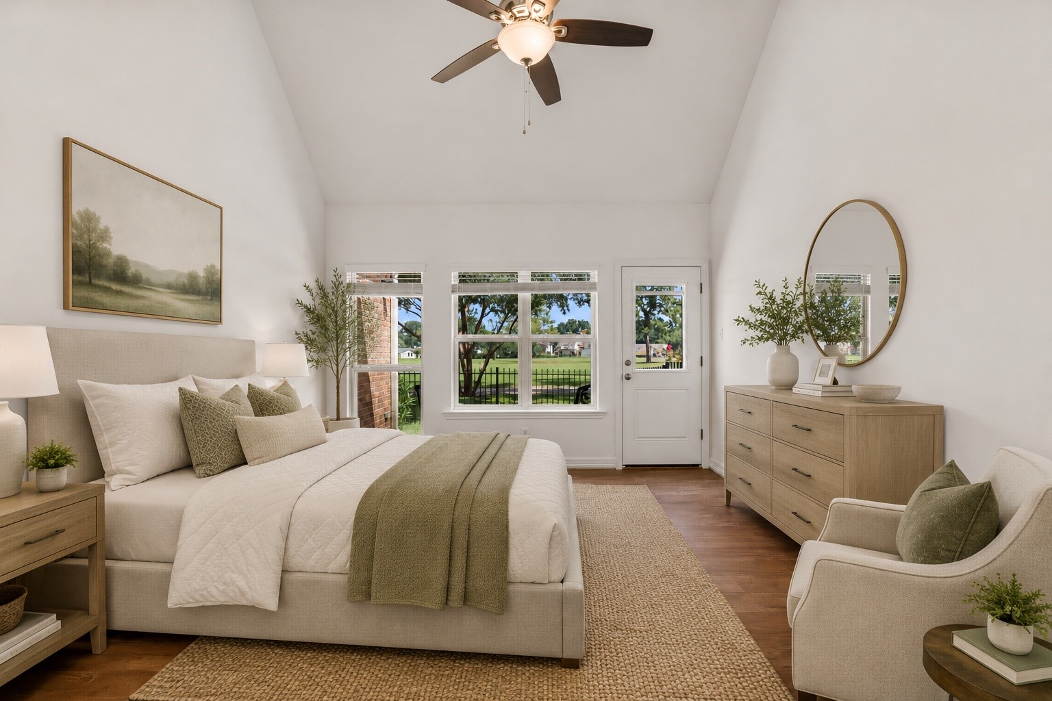 7635 Ameswood Road Houston, TX 77095 - Photo 19 of 39 Primary bedroom with access to the back patio. Digitally staged.