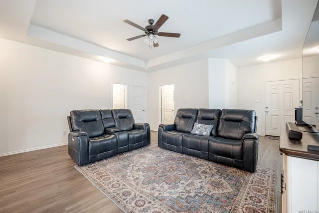 a living room with furniture