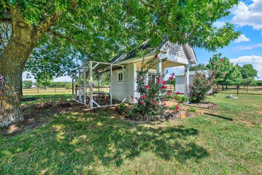 1425 Lone Star Road Celina, TX 75009 - Photo 34 of 40 Tucked beneath mature shade trees, the charming chicken coop adds to the property's authentic country lifestyle. Surrounded by established landscaping and open pasture views, this area offers space for hobby farming, fresh eggs, or gardening, blending practicality with the peaceful rural character that defines the property.
