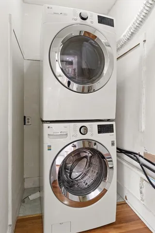 a utility room with dryer and washer