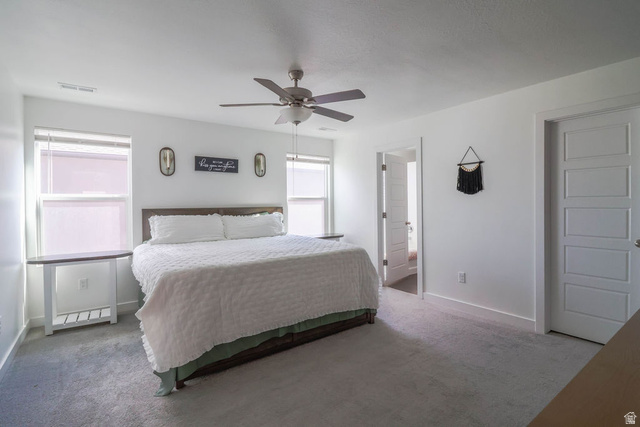 373 Quartz Road Tooele, UT 84074 - Photo 20 of 38 Spacious room with light gray carpeting, a ceiling fan with light fixture, and two large windows