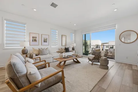 a room with a table and chairs