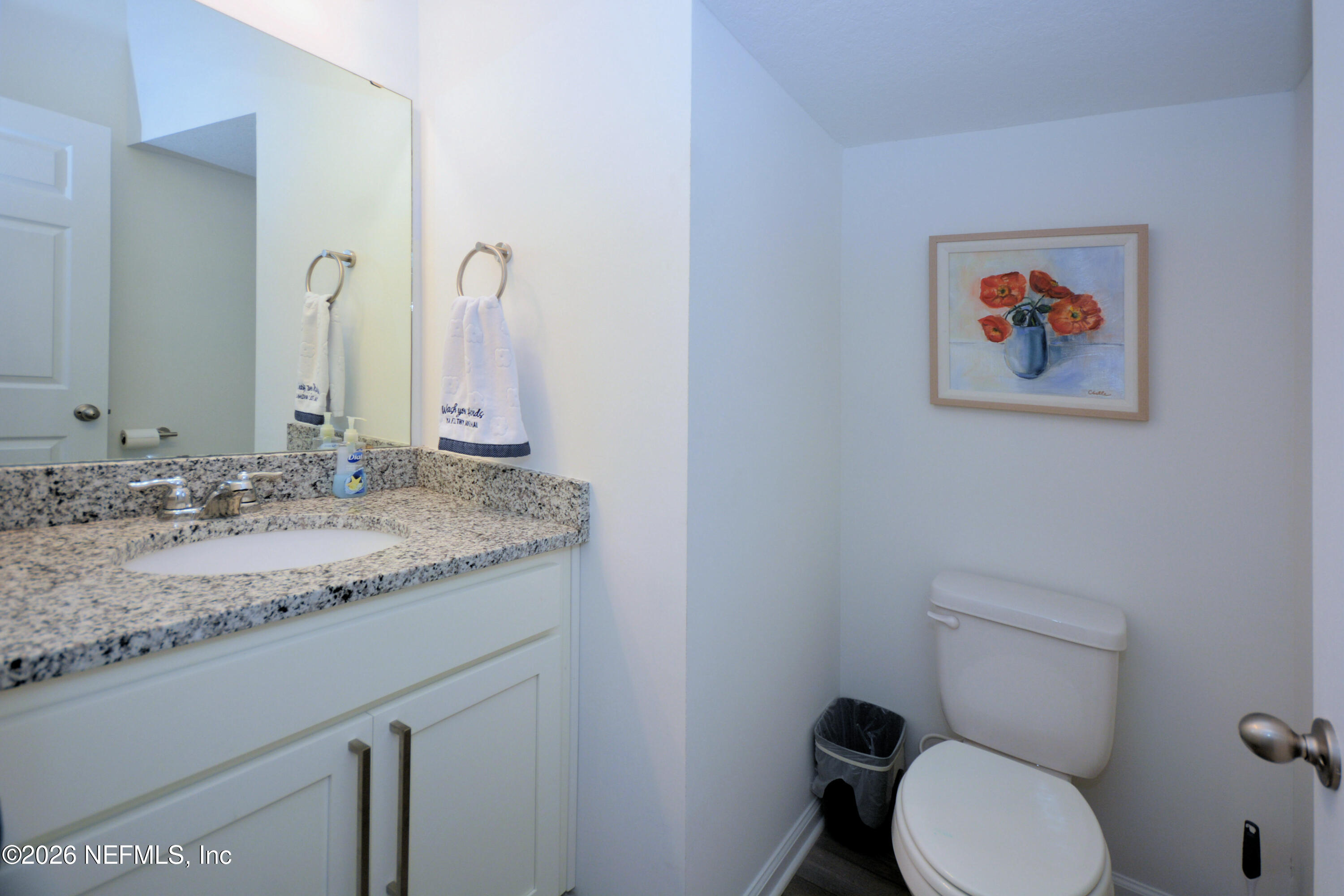 1688 Sanctuary Way Fleming Island, FL 32003 - Photo 19 of 35 a bathroom with a granite countertop sink and a mirror