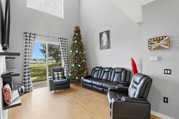 a living room with furniture