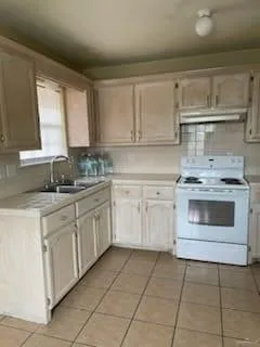 a kitchen with cabinets appliances and a sink
