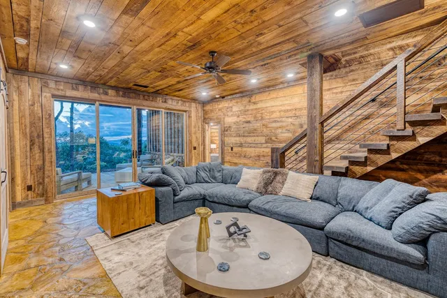 front view of a house with a bench