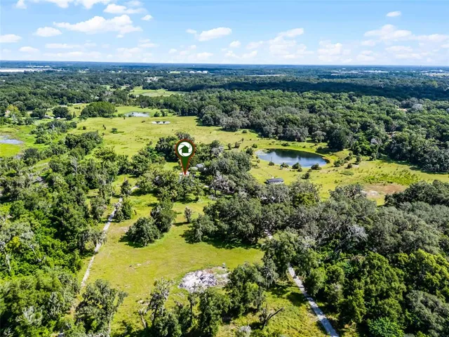 a view of a lake with a city