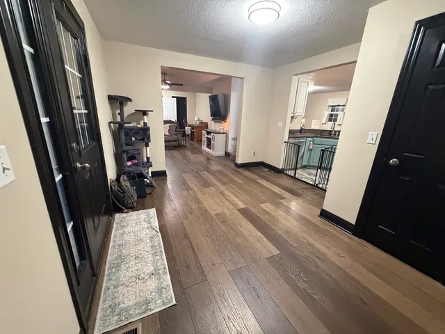 a workspace with furniture and window