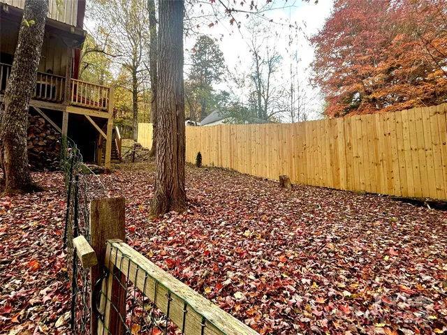 a view of a pathway to a tree