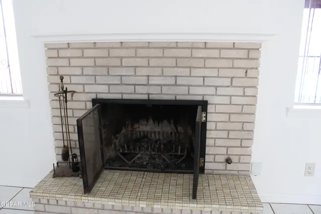 a closeup of a fireplace
