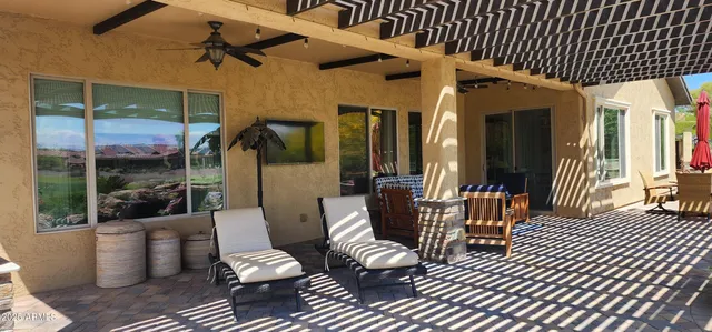 a outdoor living space with furniture