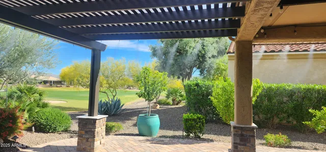 a view of a porch with a yard