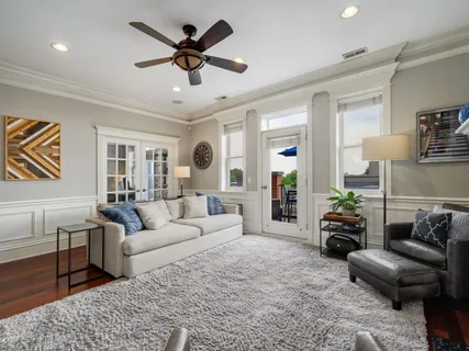 a living room with furniture