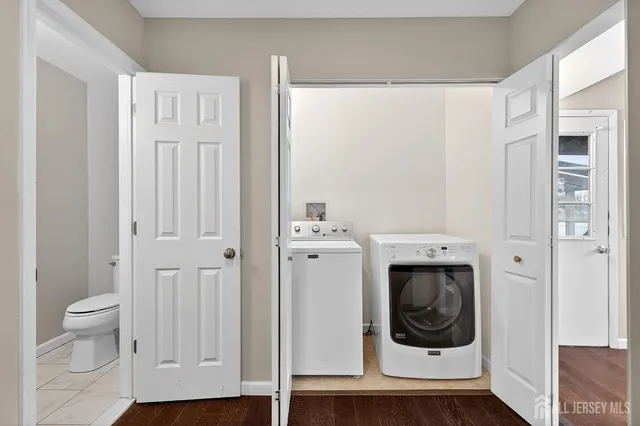 a utility room with a washer and dryer
