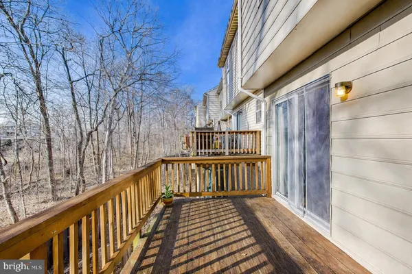 a view of wooden balcony