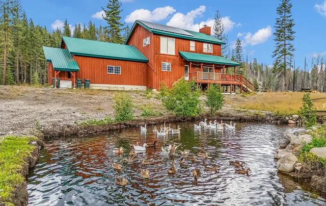 a view of a yard with wooden fence